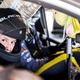 Rally Chicken goes everywhere, even on ride-alongs.
